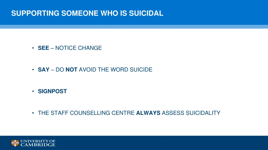 supporting someone who is suicidal