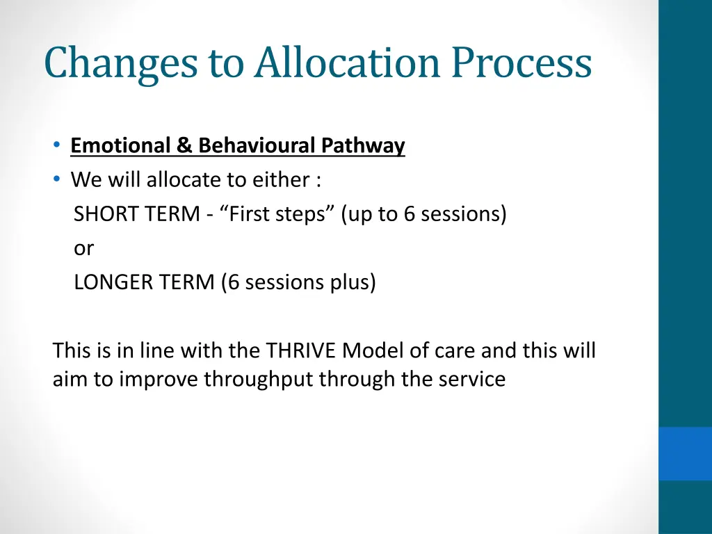 changes to allocation process