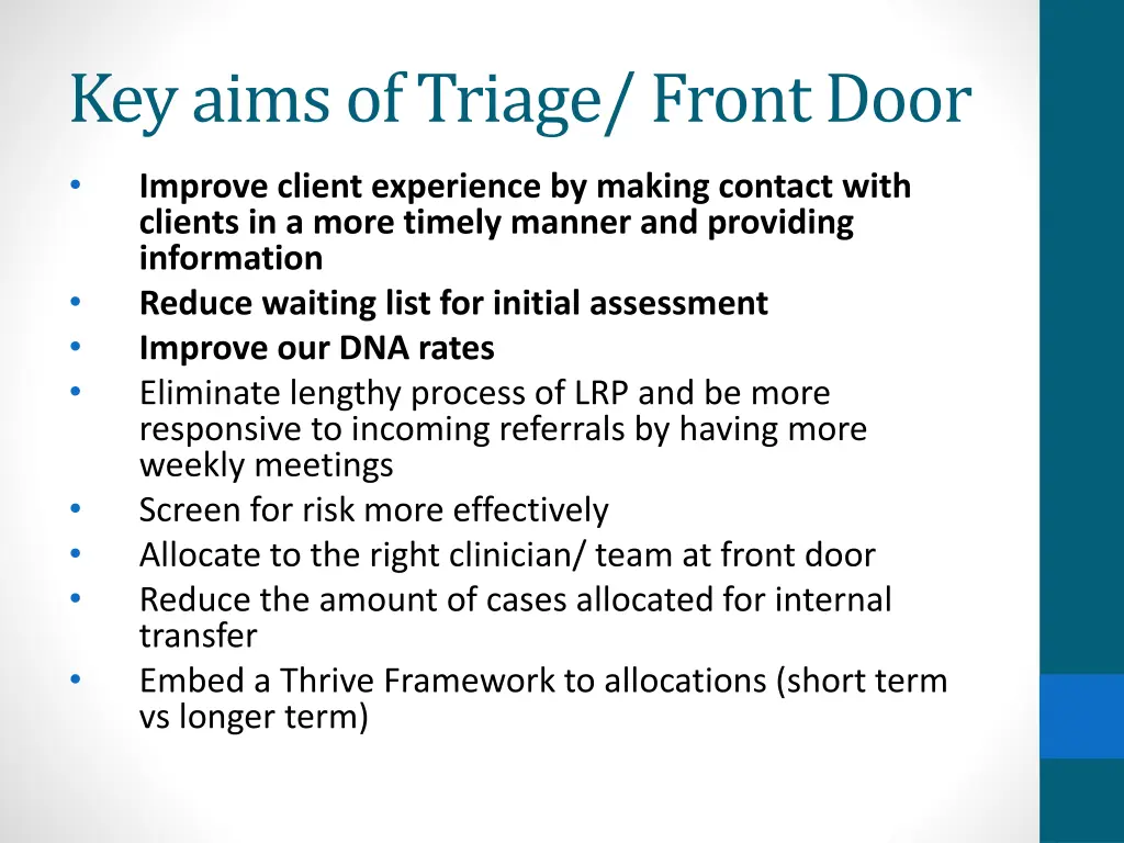 key aims of triage front door