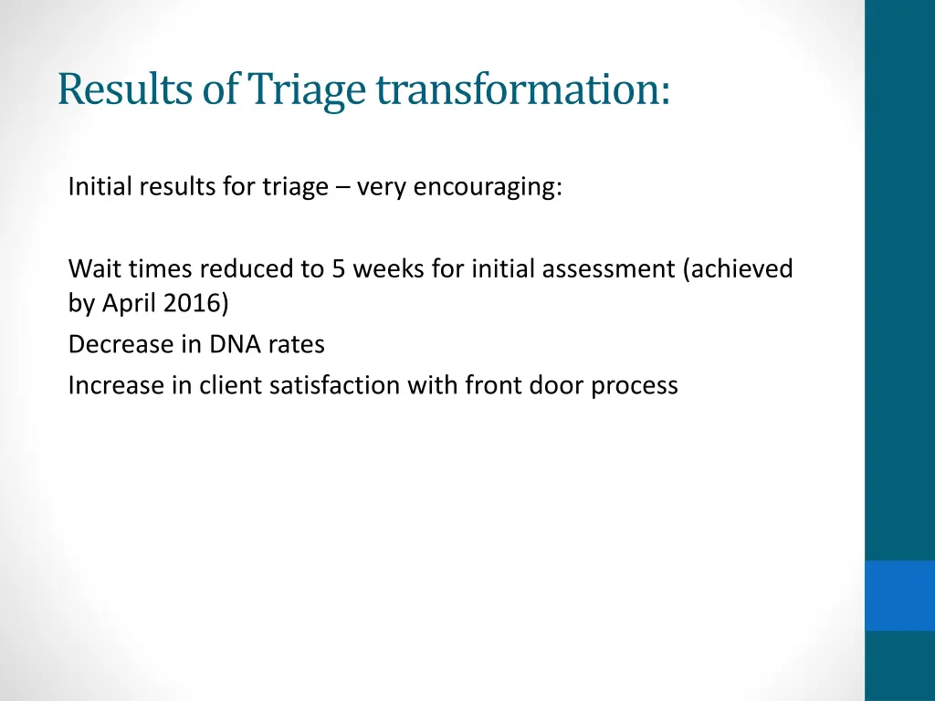 results of triage transformation