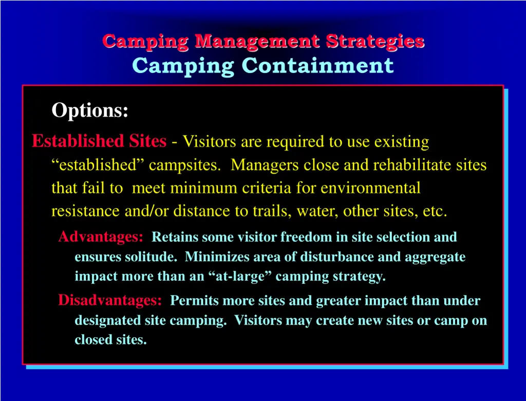 camping management strategies camping containment 1