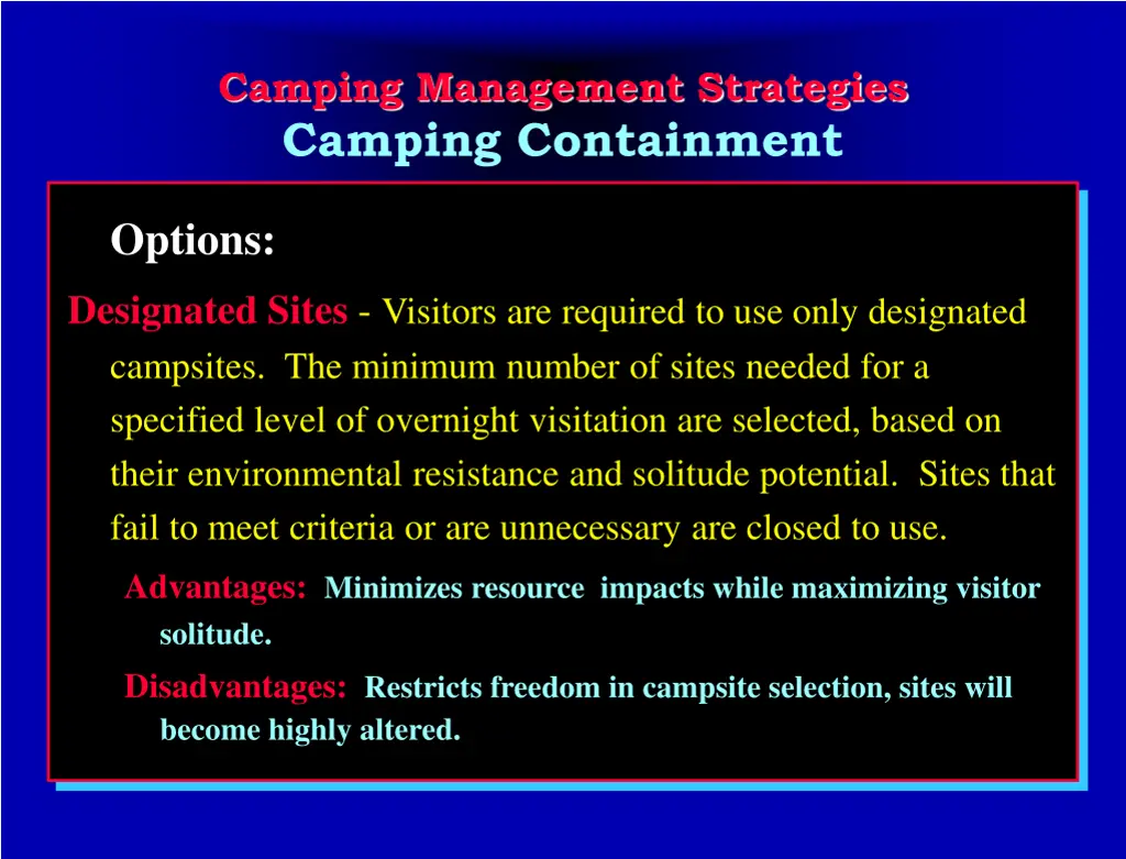 camping management strategies camping containment 2