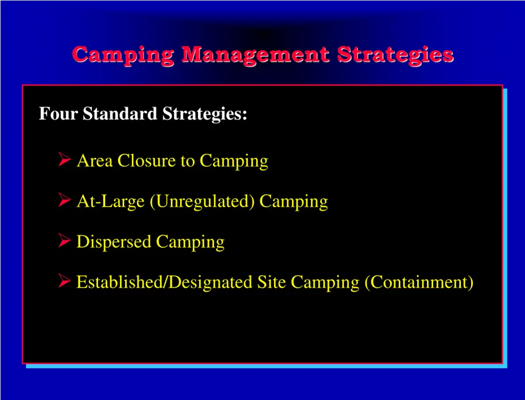 camping management strategies