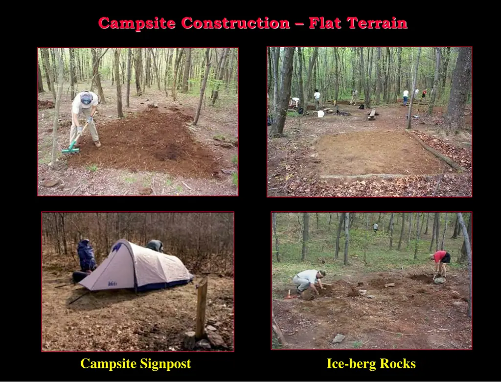 campsite construction flat terrain