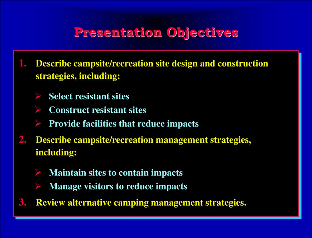 presentation objectives