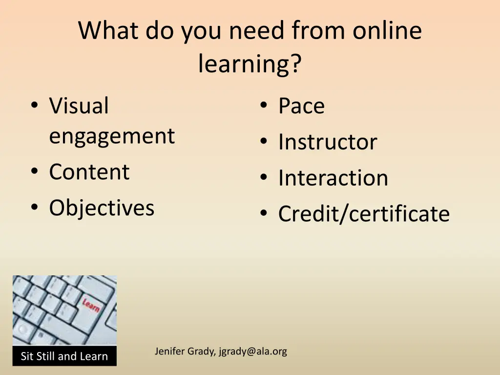 what do you need from online learning visual