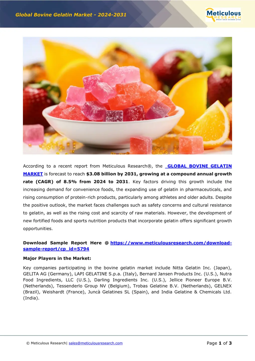 global bovine gelatin market 2024 2031