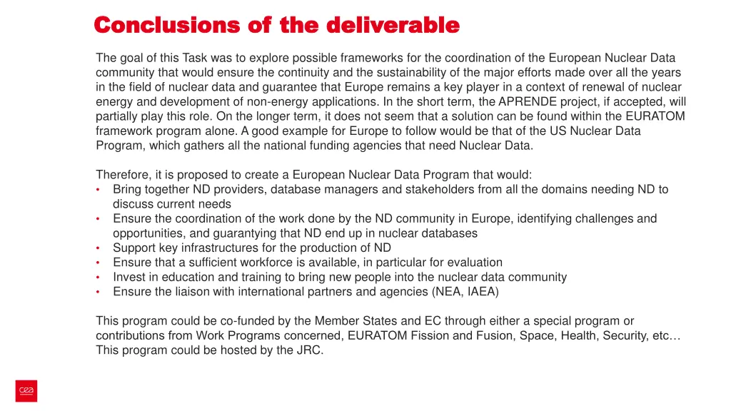 conclusions of the deliverable conclusions