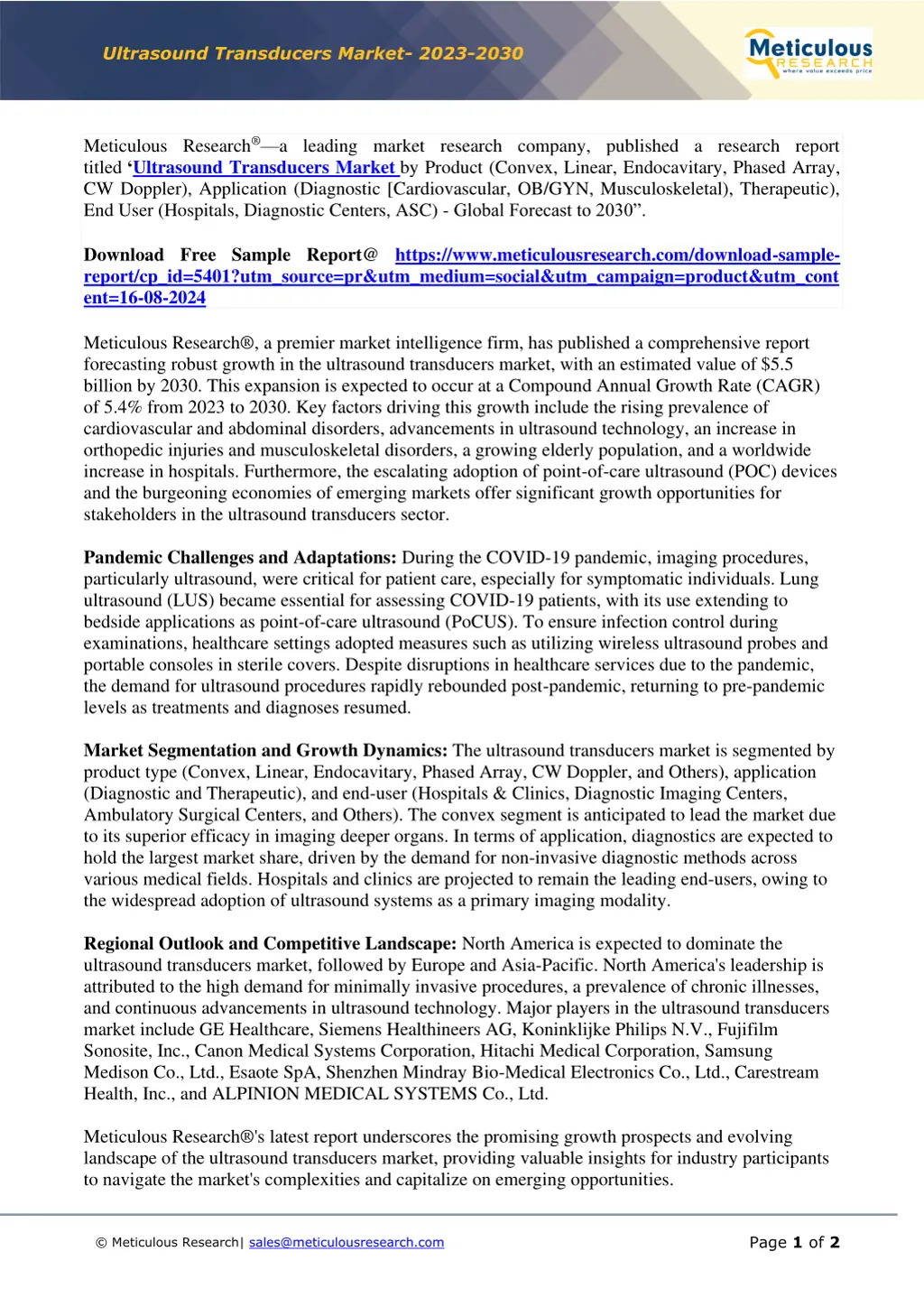 ultrasound transducers market 2023 2030