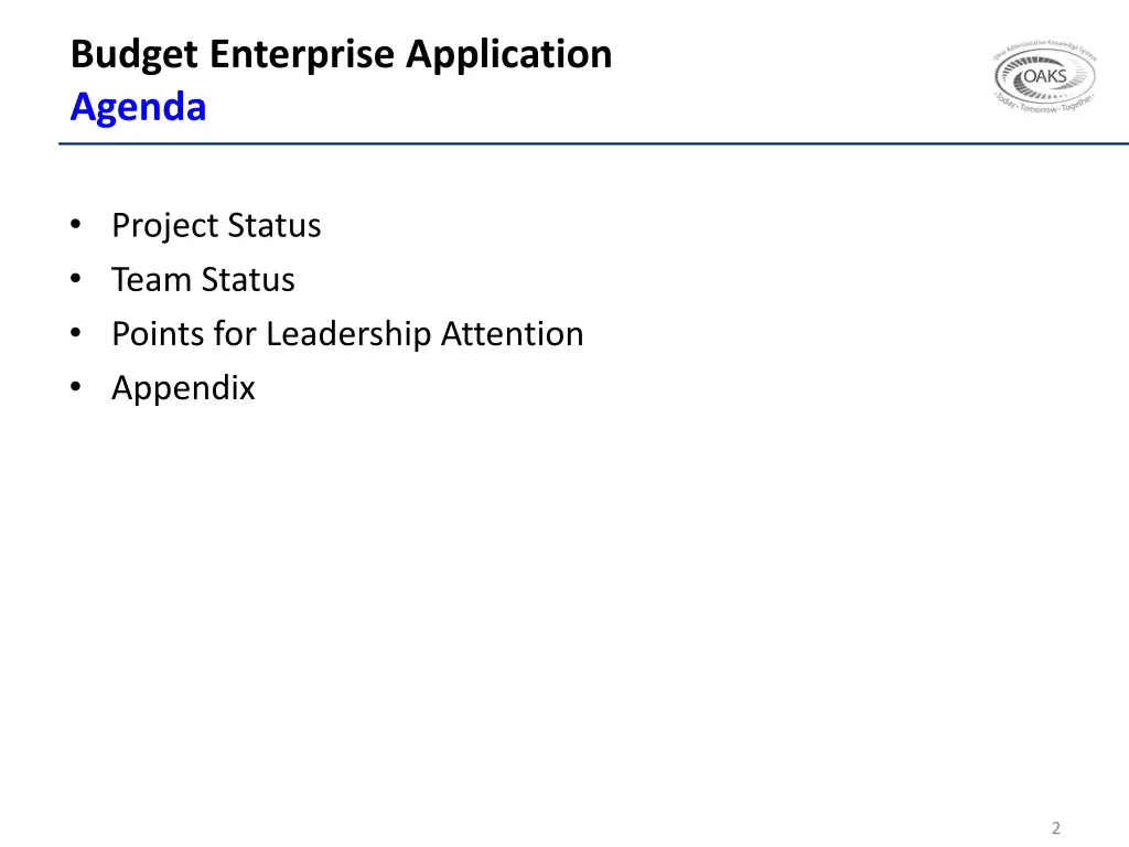 budget enterprise application agenda