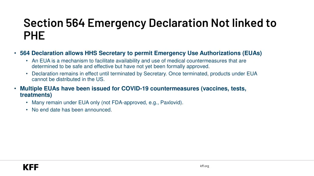 section 564 emergency declaration not linked