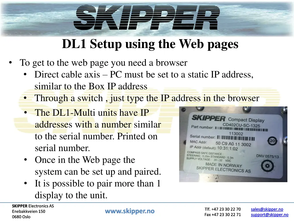 dl1 setup using the web pages 1