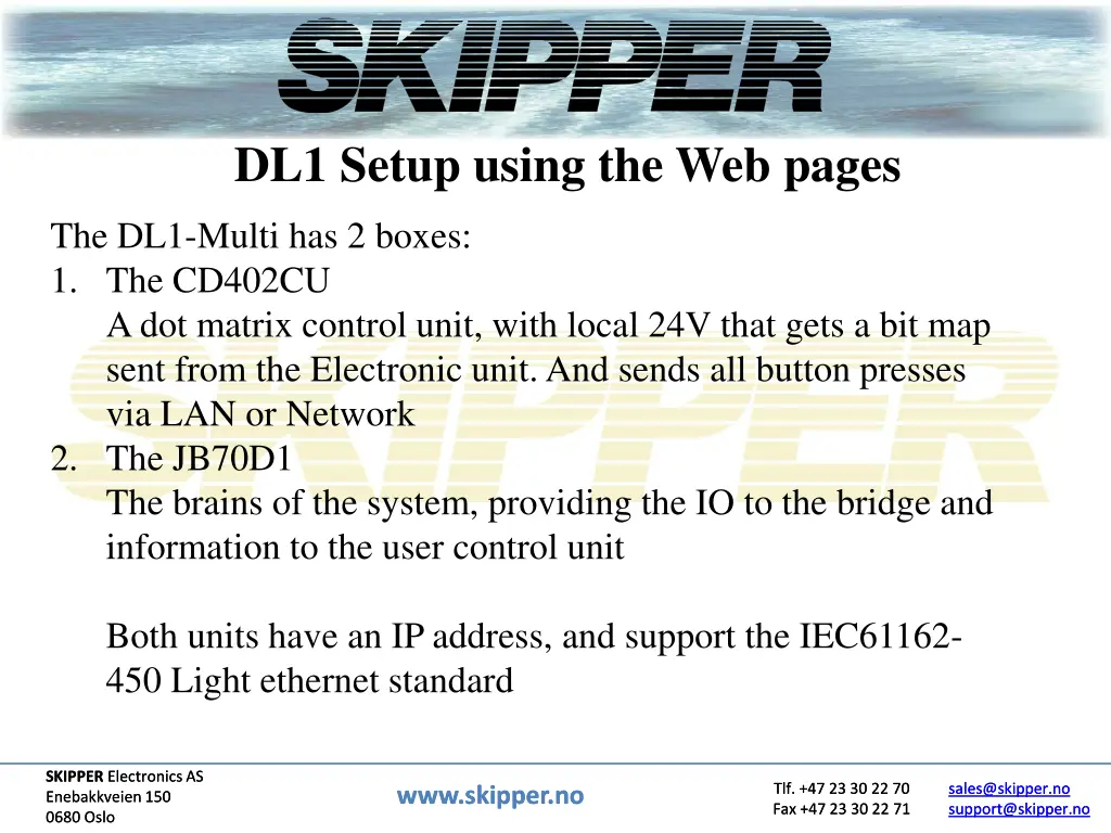 dl1 setup using the web pages