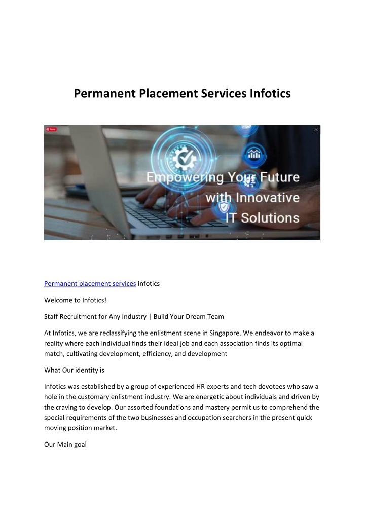 permanent placement services infotics