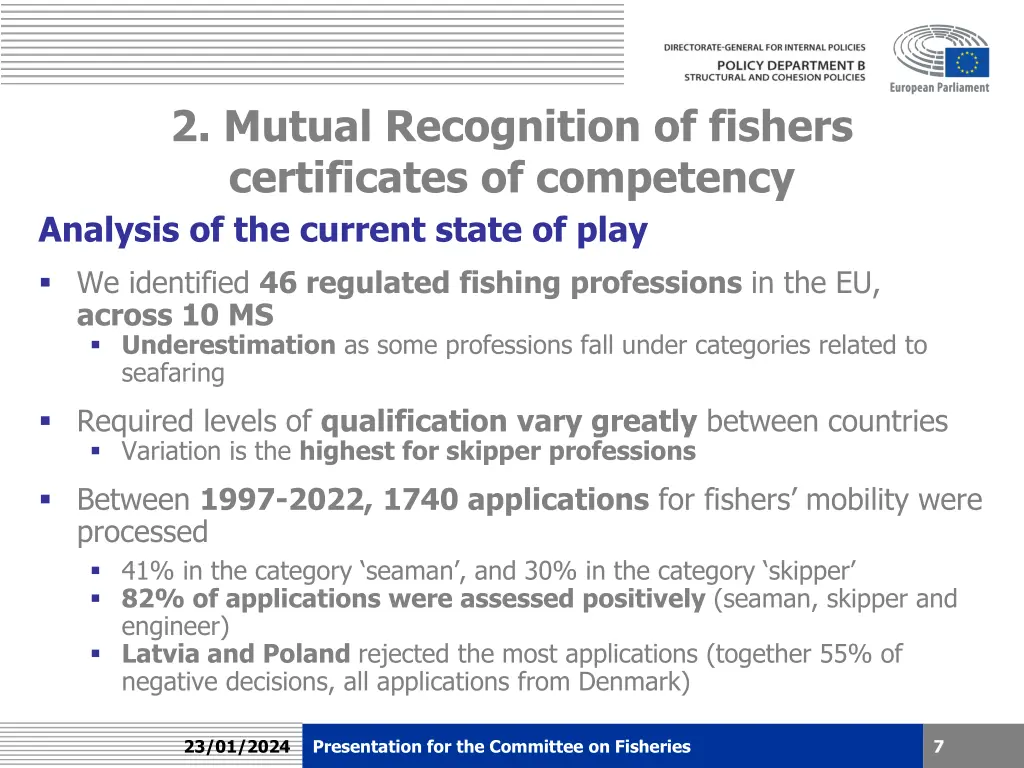 2 mutual recognition of fishers certificates 3