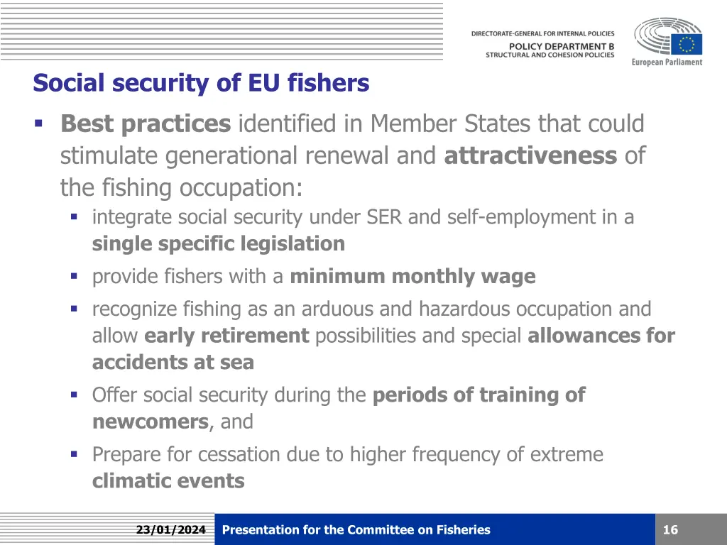 social security of eu fishers best practices