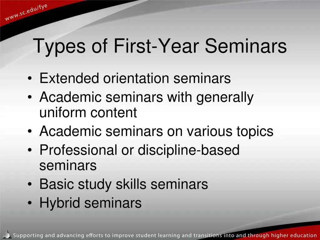 types of first year seminars