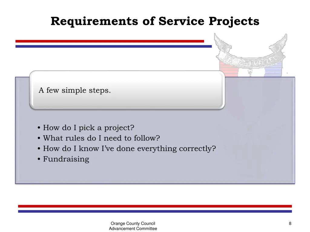 requirements of service projects