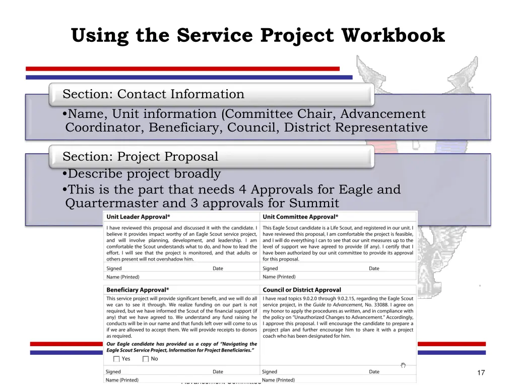 using the service project workbook