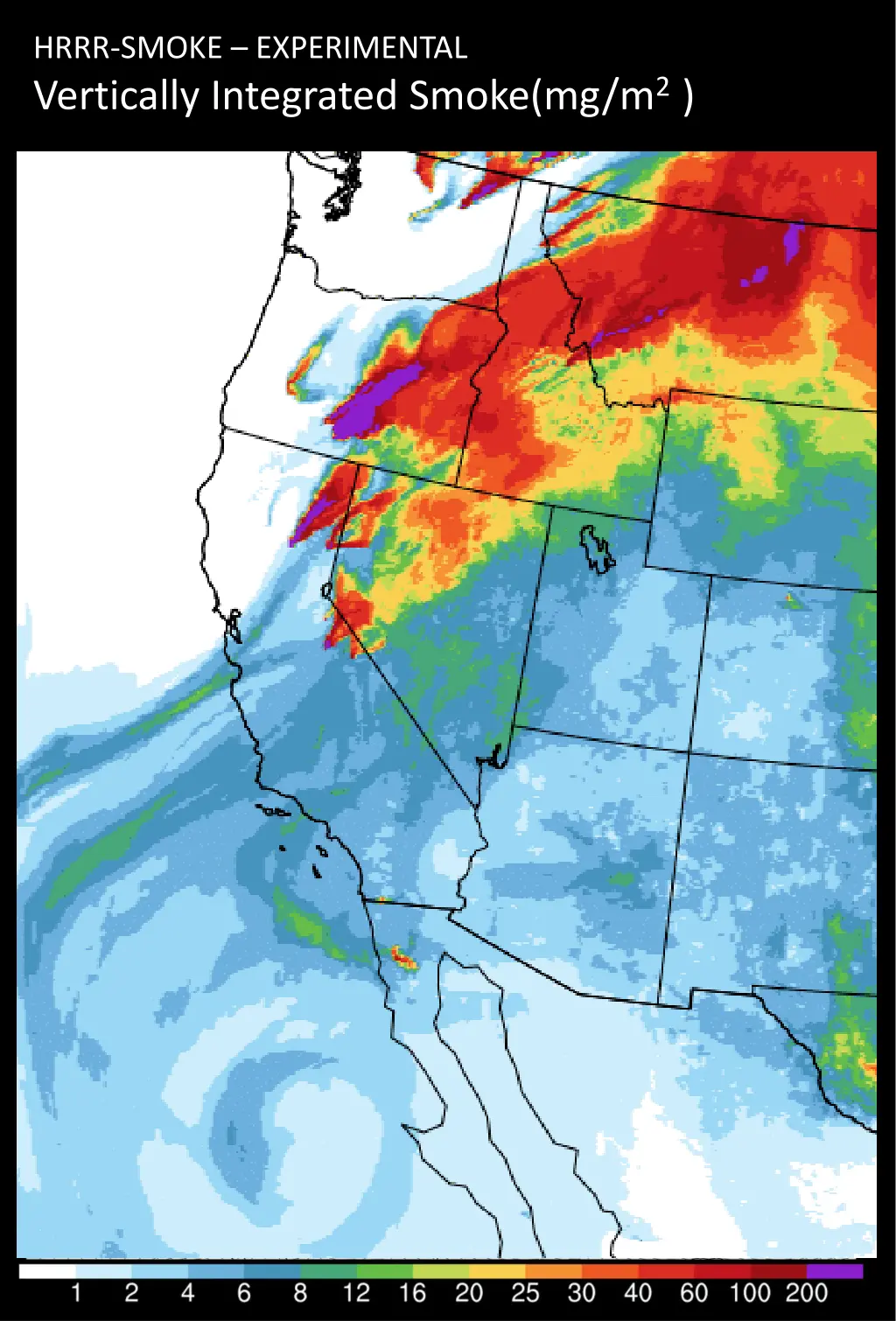 hrrr smoke experimental vertically integrated 1