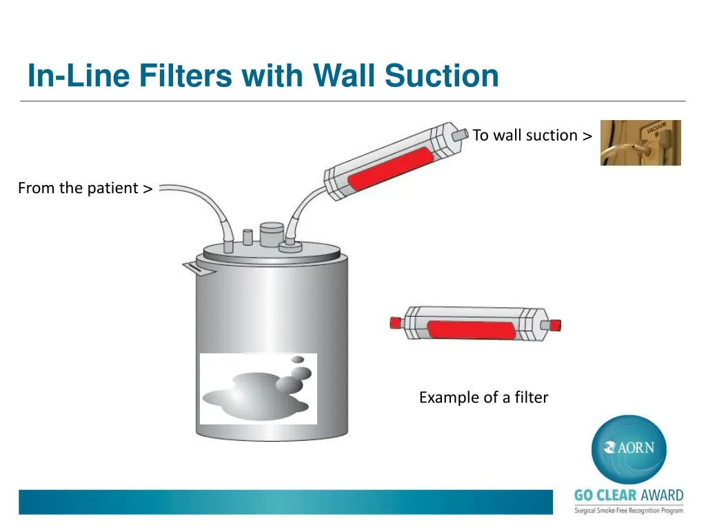 in line filters with wall suction