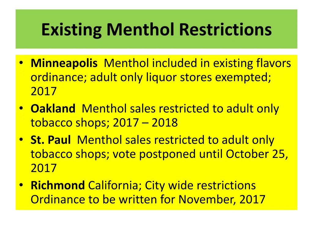 existing menthol restrictions 4