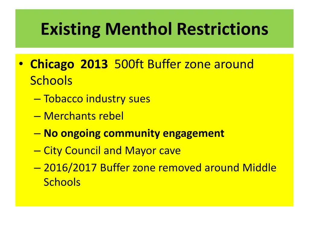 existing menthol restrictions