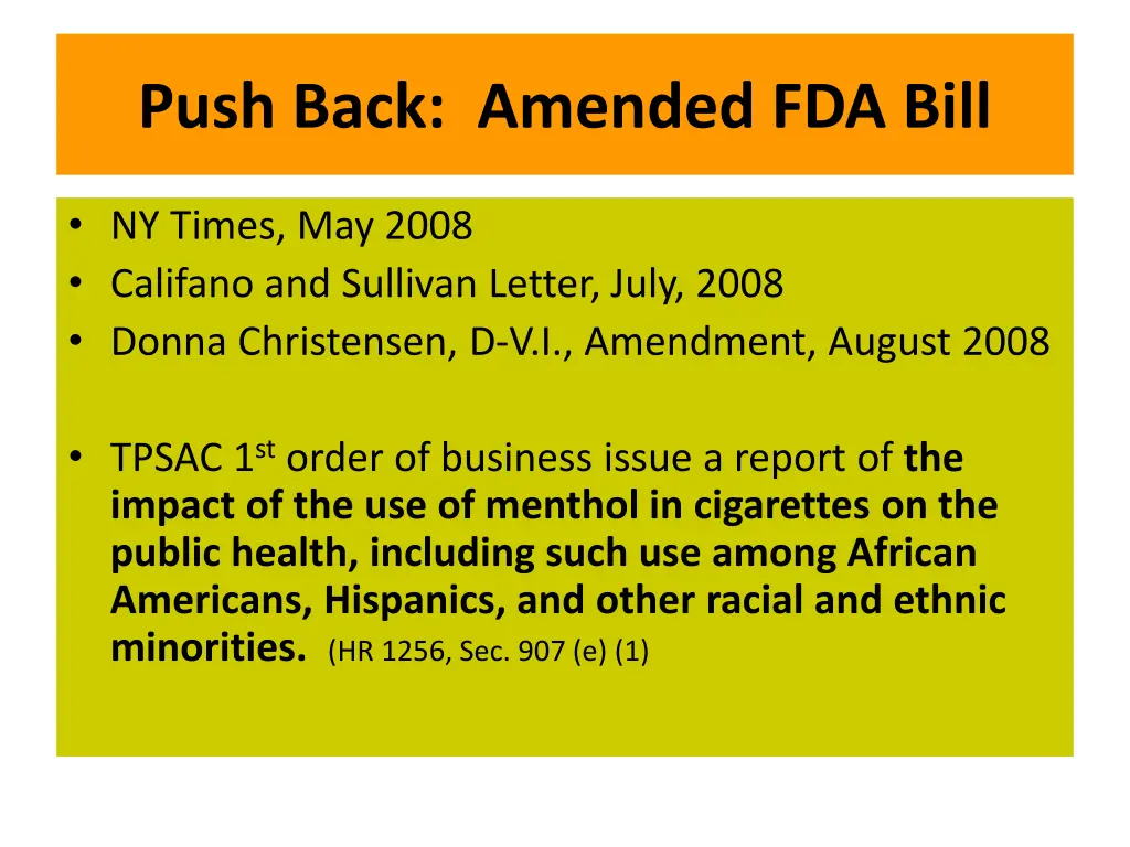 push back amended fda bill