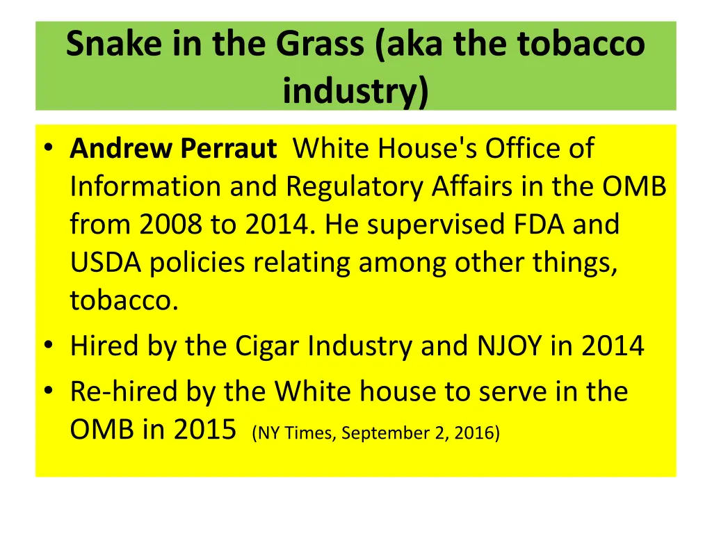 snake in the grass aka the tobacco industry