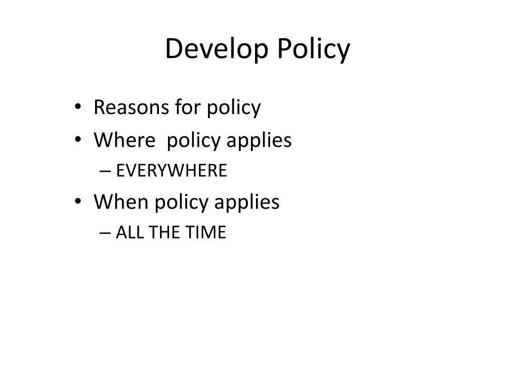 develop policy