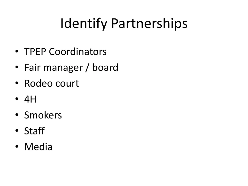 identify partnerships