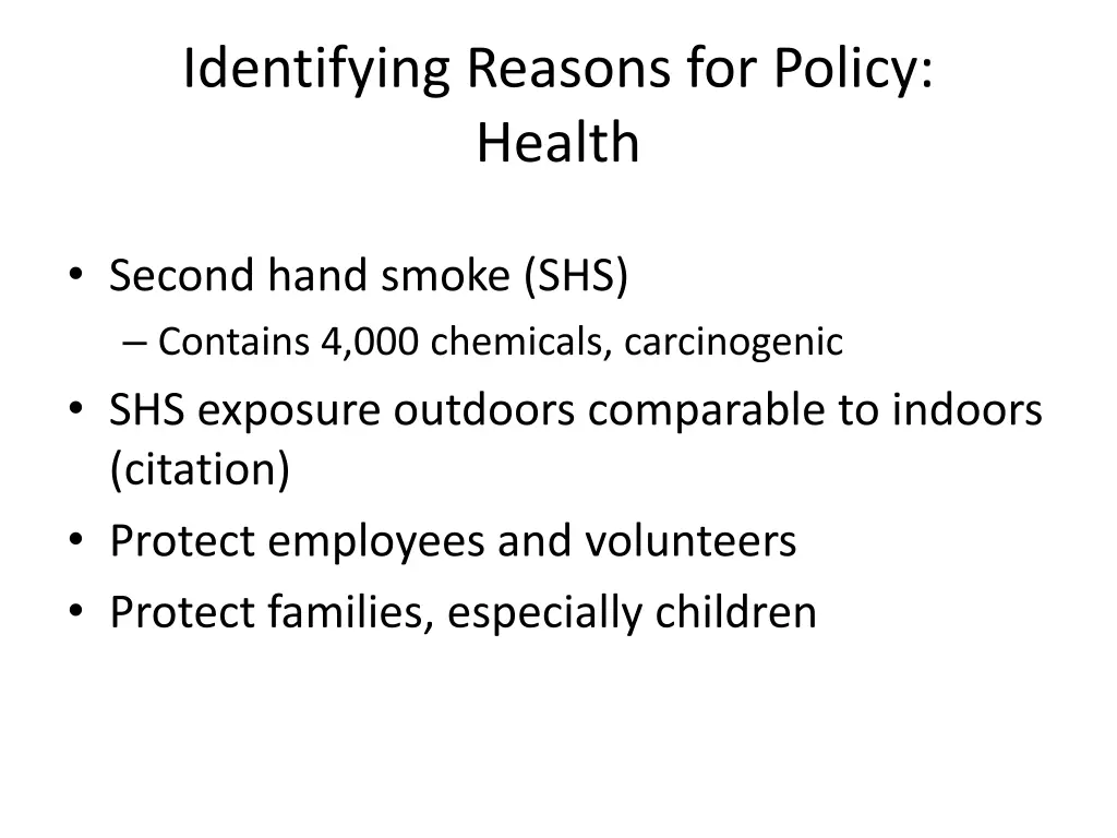 identifying reasons for policy health