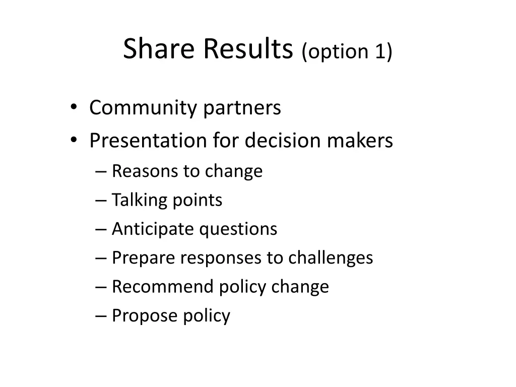 share results option 1