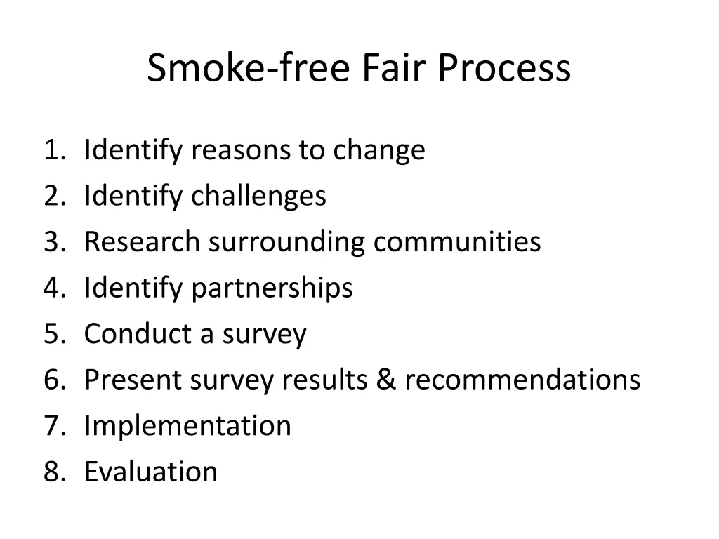 smoke free fair process