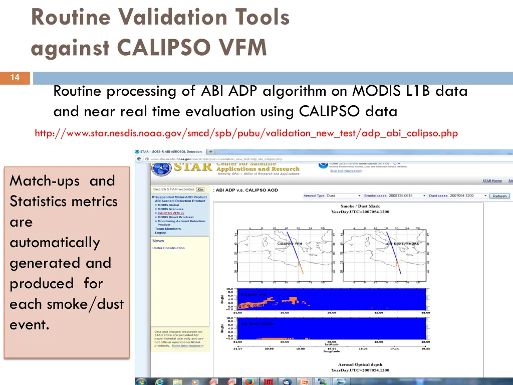 routine validation tools against calipso vfm