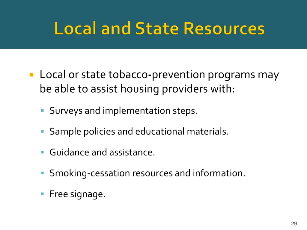 local or state tobacco prevention programs