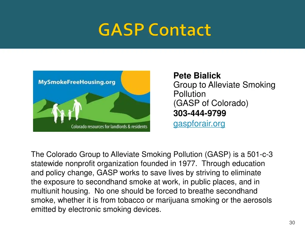 pete bialick group to alleviate smoking pollution