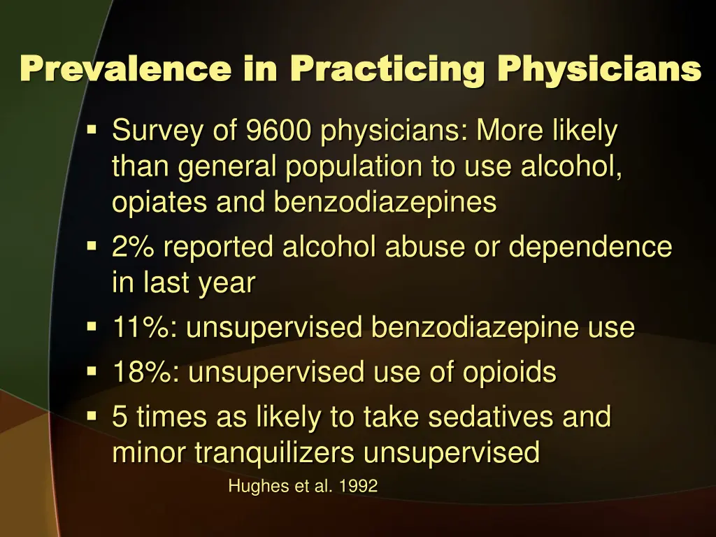 prevalence in practicing physicians prevalence