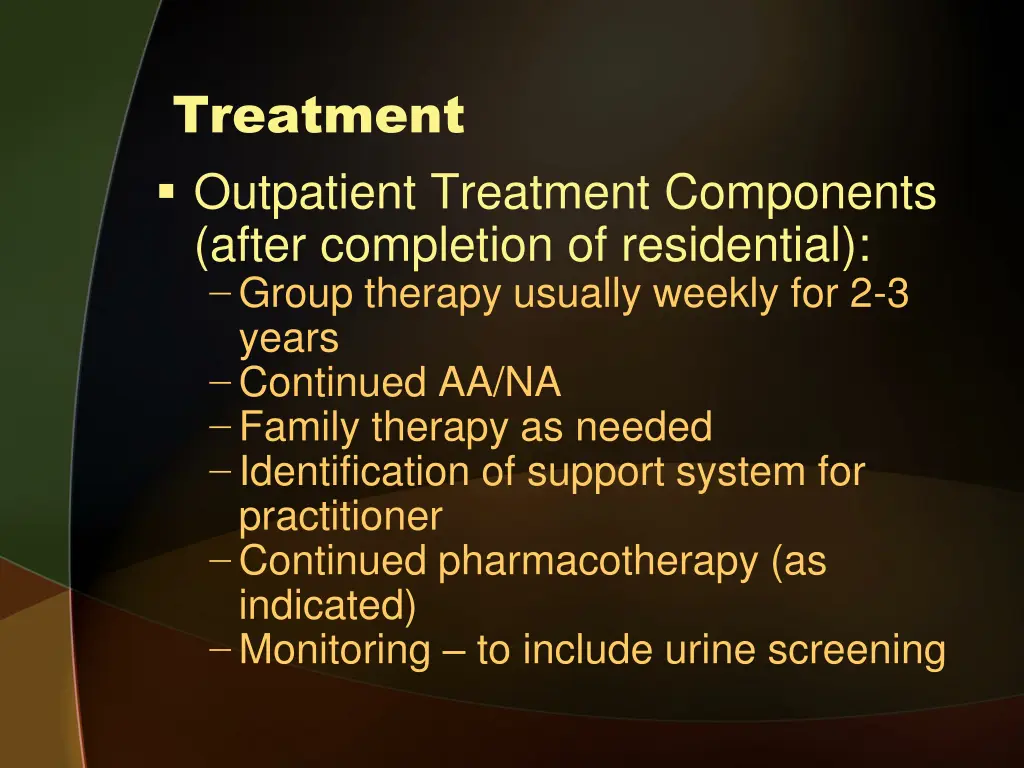 treatment outpatient treatment components after