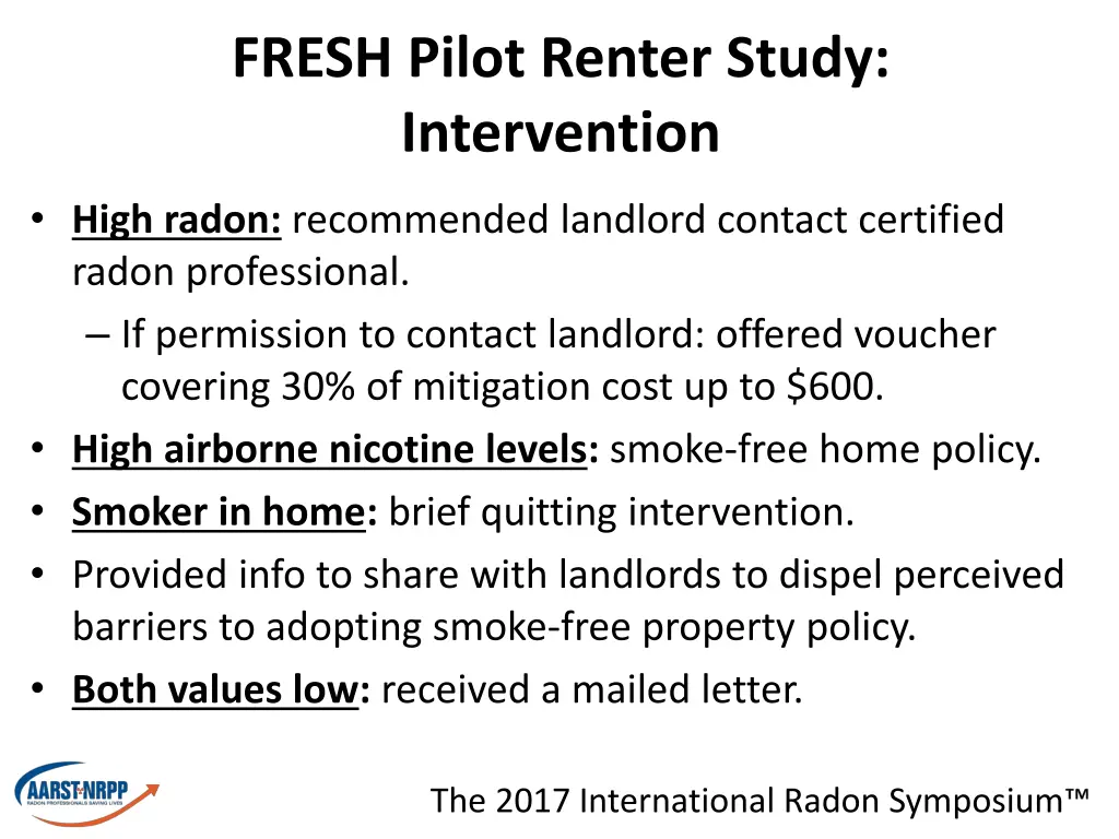 fresh pilot renter study intervention