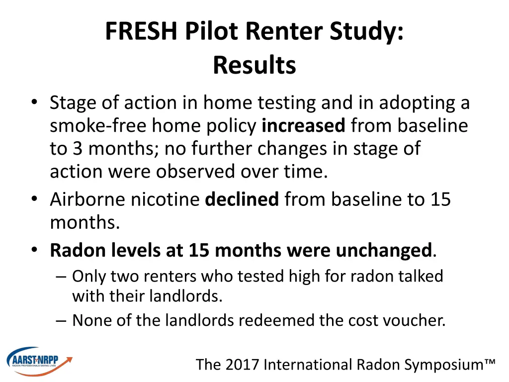 fresh pilot renter study results stage of action