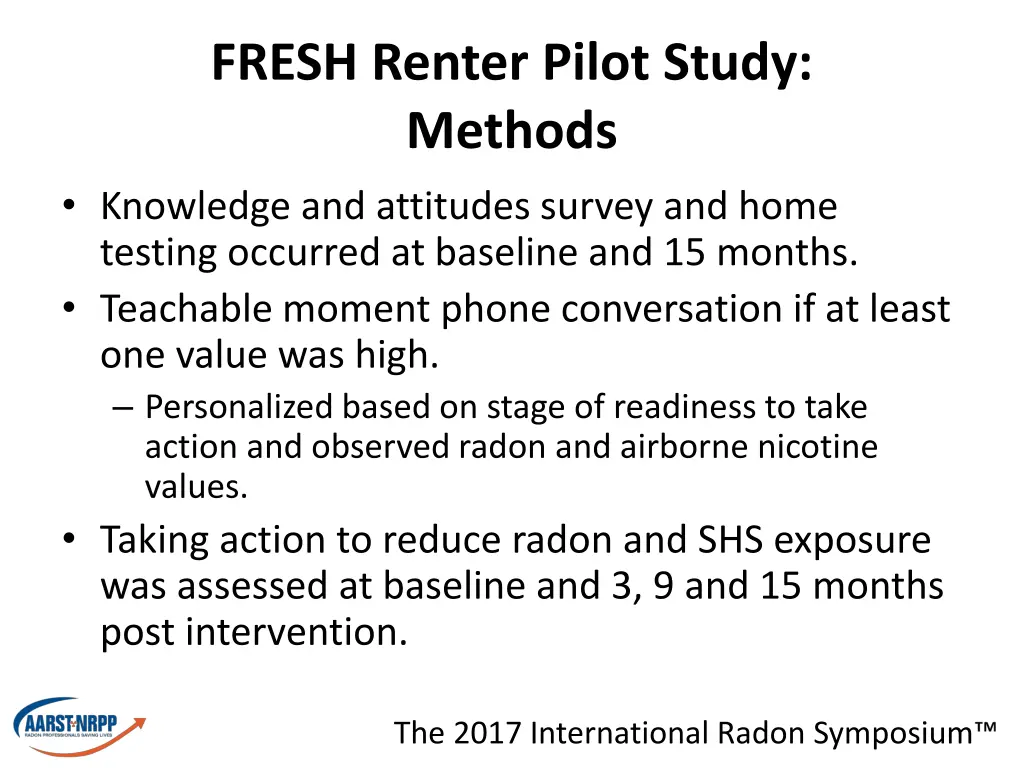 fresh renter pilot study methods knowledge