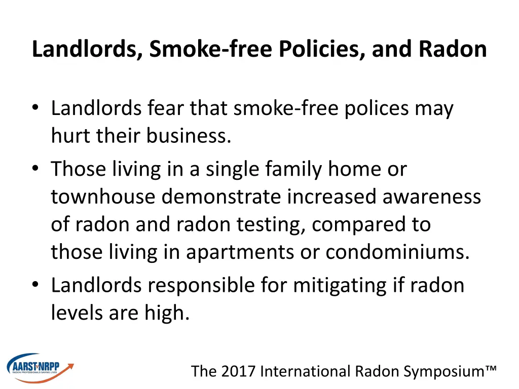 landlords smoke free policies and radon