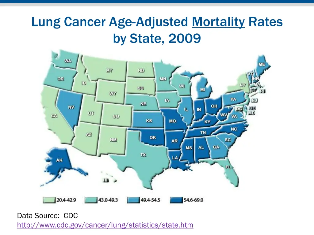 lung cancer age adjusted mortality rates by state