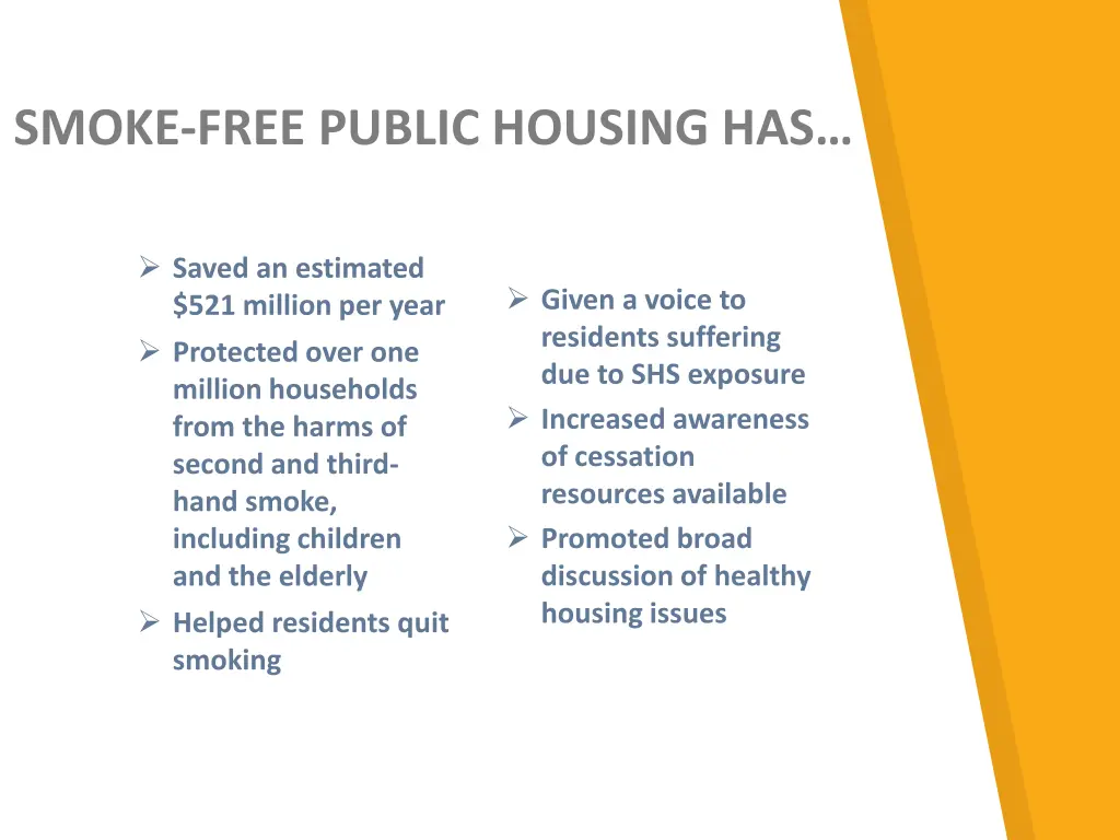 smoke free public housing has