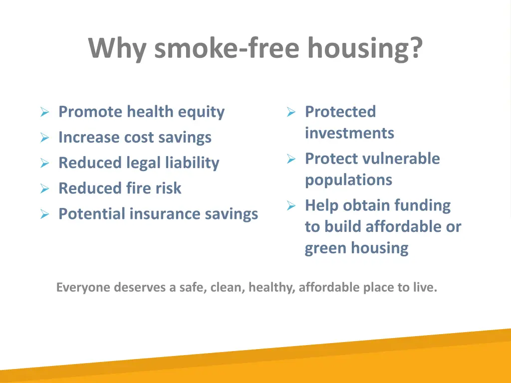 why smoke free housing