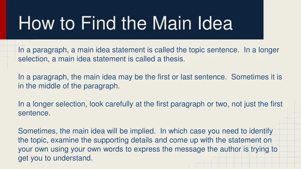 how to find the main idea