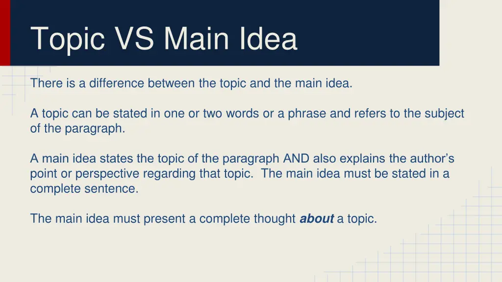 topic vs main idea