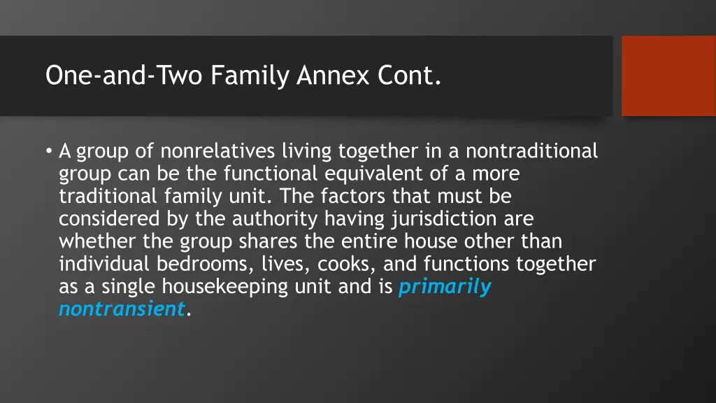 one and two family annex cont