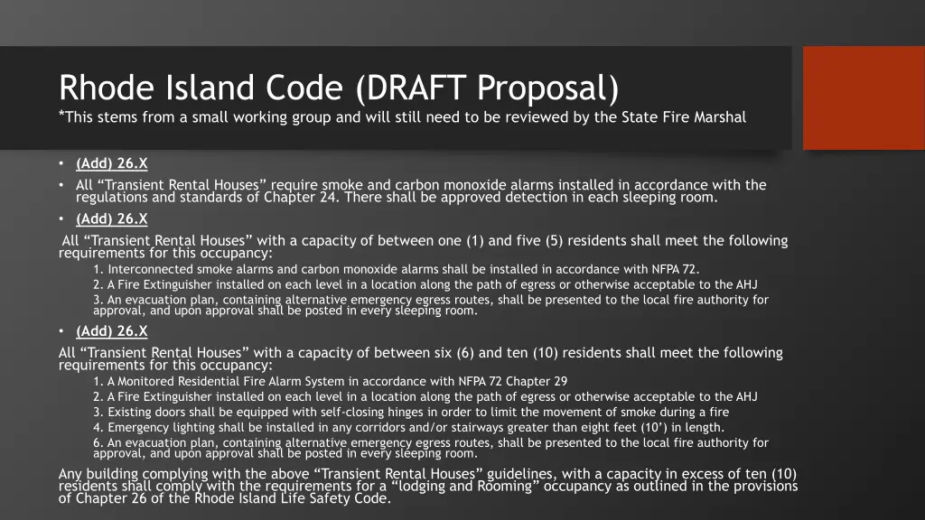 rhode island code draft proposal this stems from